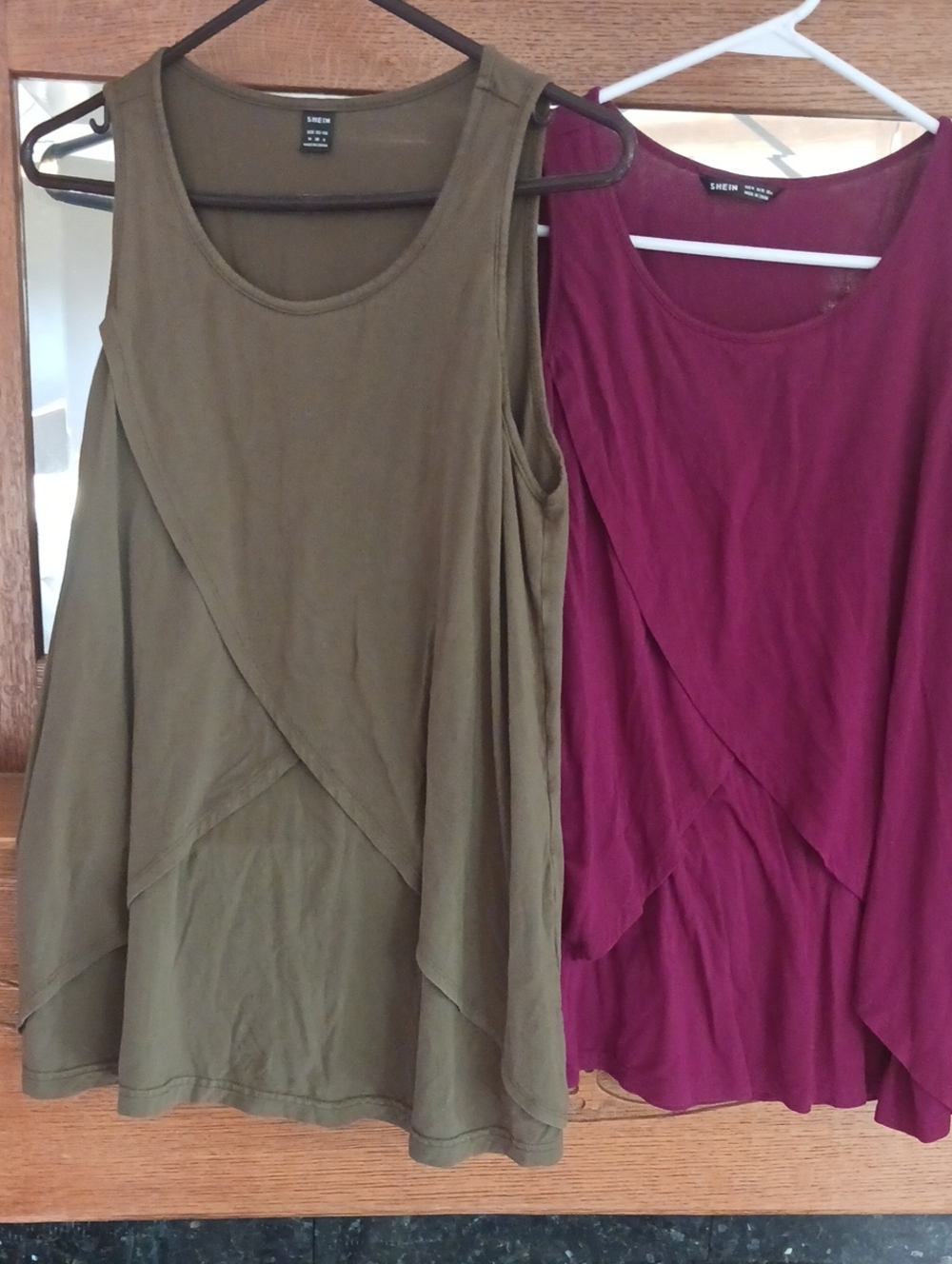 2 | SHEIN Olive Green and Wine Tulip Hem Nursing Tank Tops